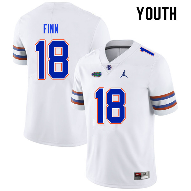 Youth #18 Jacob Finn Florida Gators College Football Jerseys Sale-White - Click Image to Close